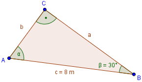 Berechnung unbekannter Seiten im Dreieck ⇒ Erklärung